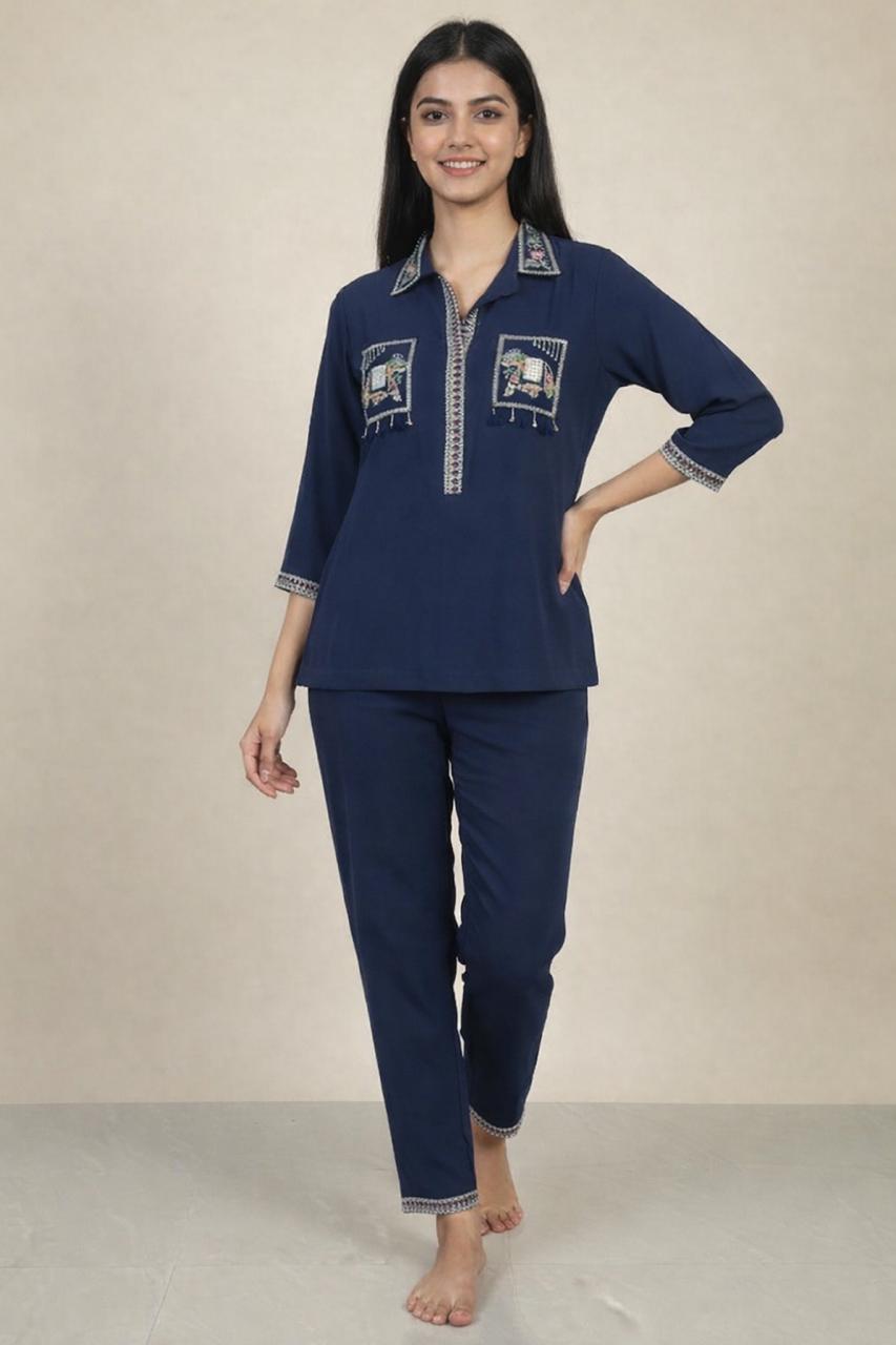 navy blue co ord set